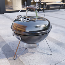 Kettle BBQ Charcoal Small Barbecue Garden Outdoor Portable Camping Grill Black