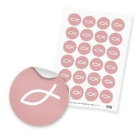 Itenga 24X Sticker Fisch Gastgeschenk Kommunion Konfirmation Taufe Rosa MäDchen