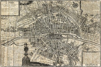 Huge Historic 1705 Plan De Paris City Wall Map Old Antique Style Fine Art Print Ebay