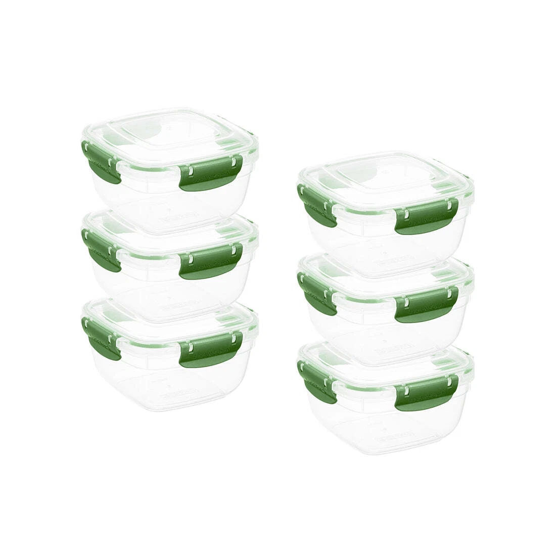 Superio Plastic Food Storage Containers, Airtight Lids, 48 oz., Green, 6 pack