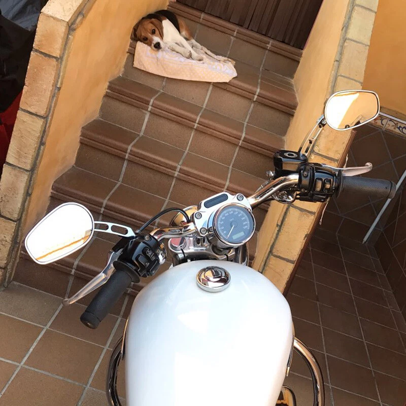 Espejos retrovisores cromados para motocicleta Harley Davidson Heritage Softail FLHTC Classic EE. UU. Foto 4 de 4