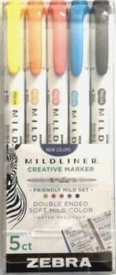 Zebra Mildliner Brush Pen & Marker Sets Double Ended 5 Ct-CHOOSE YOUR SET!