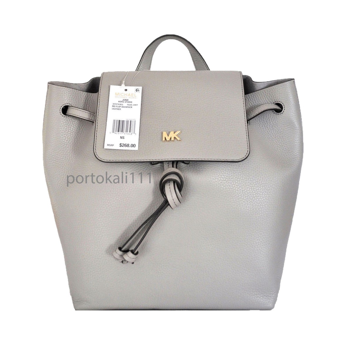 MiCHAEL KORS JUNIE Flap Backpack Leather in Black/Mushroom  display picture 3