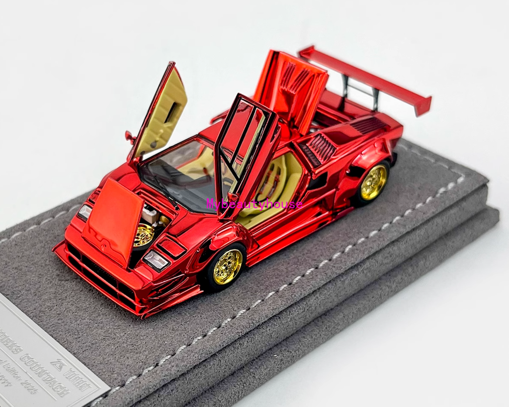 Topart 1:64 Plating Red LBWK Countach Sports Model Diecast Metal Car