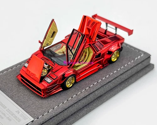 Topart 1:64 Plating Red LBWK Countach Sports Model Diecast Metal Car