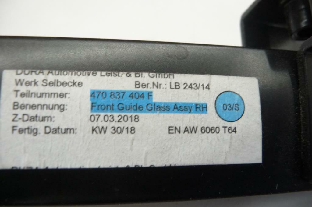 2015-2017 Lamborghini Aventador Right RH Window Guide 470837404F OEM A1
