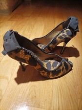  Elegantissime scarpe donna tigrate con fiocco nero e brillantini