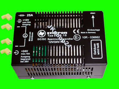 SPANNUNGSWANDLER 12 auf 24 V/DC /DC-CONVERTER 12V zu 24V 10A E1-ECE KFZ 2239.10