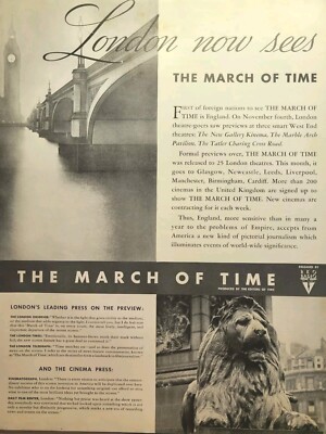 RKO Radio Pictures March of Time London West End Big Ben Vintage Print Ad 1935