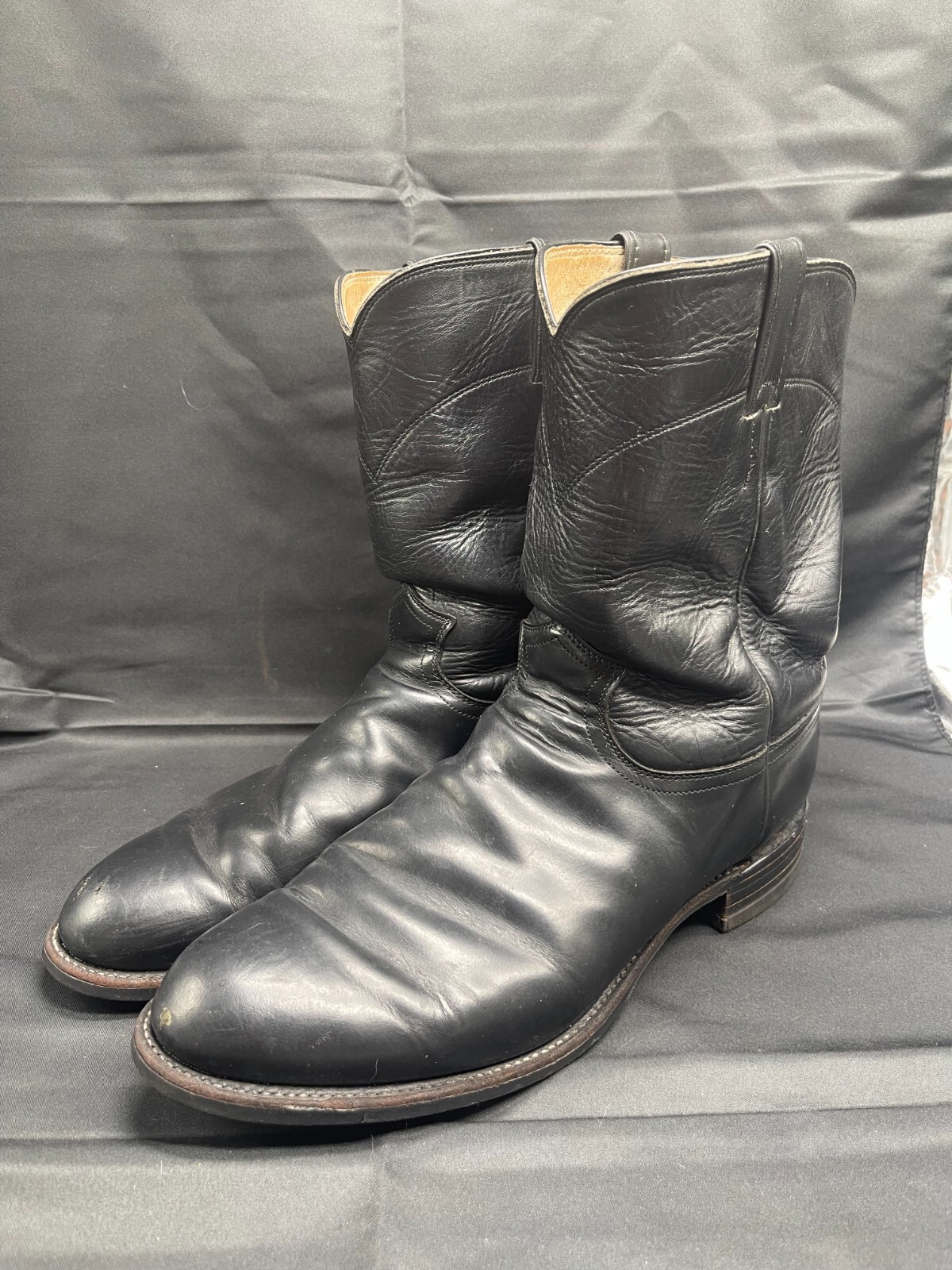 Vintage Justin Mens Black Western Riding Boots Style … Gem