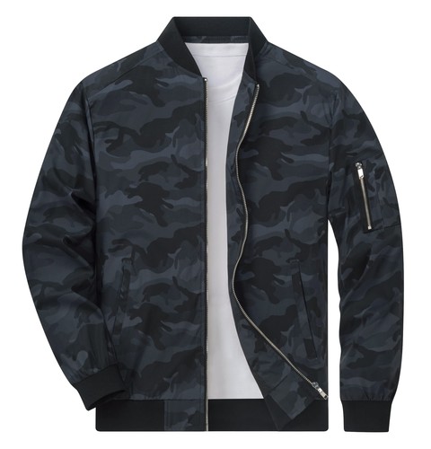Men's Thin Bomber Jacket Spring Fall Casual Baseball Coat Hiking Sports Outwear - Picture 9 of 145