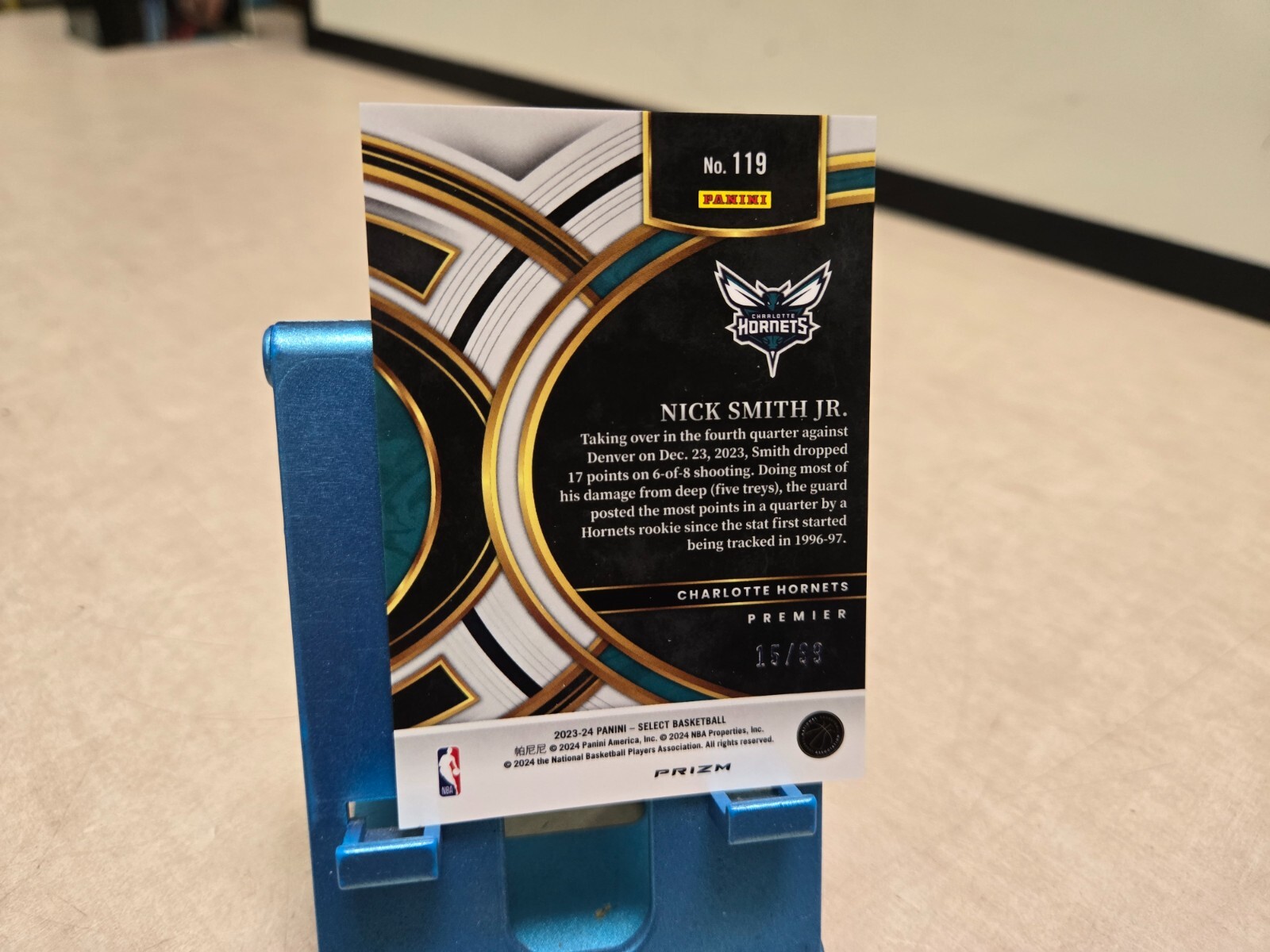 NICK SMITH JR. 2023-24 SELECT PREMIER RC 119 DISCO LIGHT BLUE /99 SSP