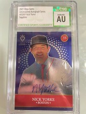 NICK YORKE 2021 ONYX GEMS BASEBALL SLABBED ON CARD AUTO /100 - CSG GRADED