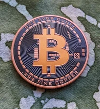 Reverse Proof and Colorized Bitcoin .999 1oz Copper Round. BTC