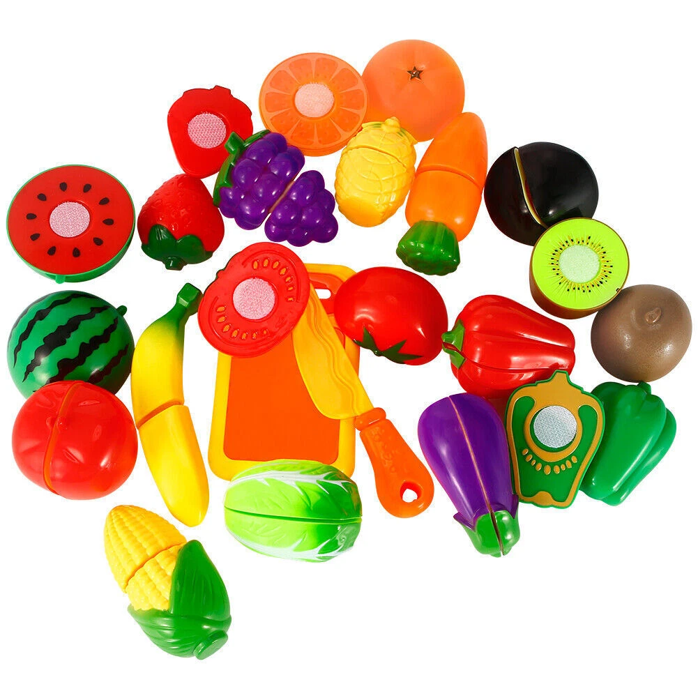 18pcs Pretend Play Food Set Kitchen Cutting Toy BPA Free Plastic Fruit Vegetable