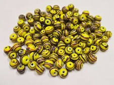 300 PCS YELLOW FANCY ROUND GLASS GLASS BEADING BEADS 6MM T-3193