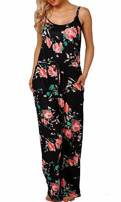 AMiERY Women's Floral Printed Jumpsuits Solid Rompers Casual Comfy