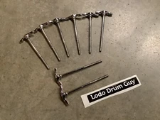 (8) UNBRANDED bass drum rod T-rods CHROME YOU GET EIGHT VINTAGE 2 different #HD1