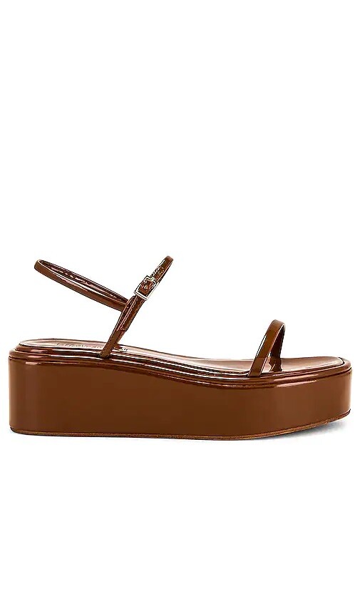 Jeffrey Campbell Apresmidi Platform Sandals Tan Patent Faux Leather 8.5 $130