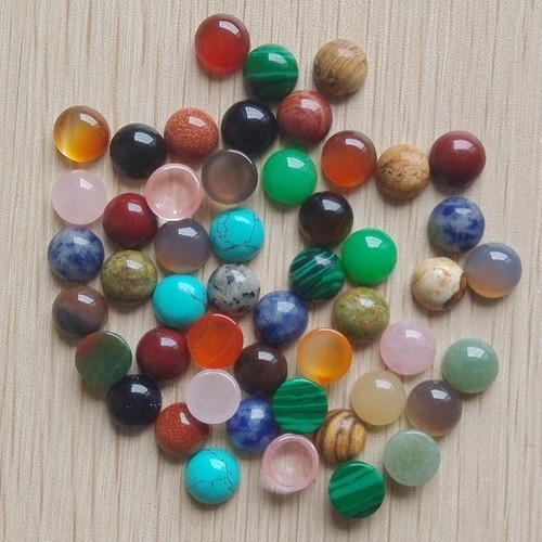 10 mm all'ingrosso 50 pz/lotto pietre preziose naturali miste rotonde CAB CABOCHON pietra senza foro - Foto 2 di 2