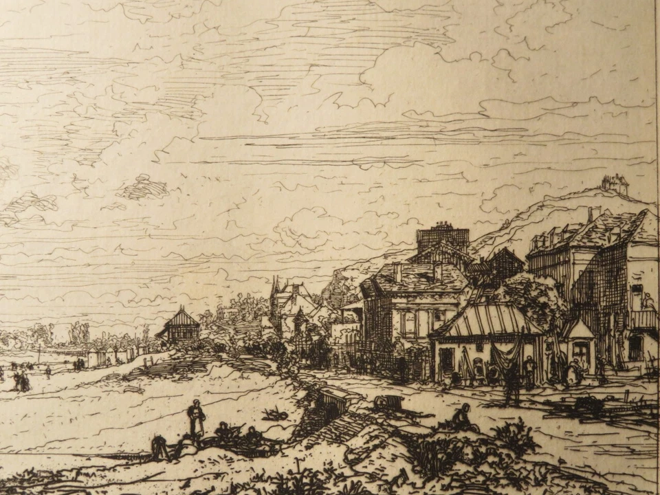 Maxime LALANNE 1827-1886 Gravure HOULGATE BEUZEVAL CALVADOS IMPRESSIONNISME 1870 - Photo 3/4