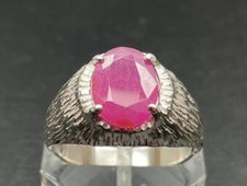 4.555 CT UNTREATED RUBY STERLING SILVER MENS RING SZ 11 7 GRAMS MINED GEM