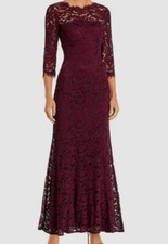 Eliza J Women Red Lace Bateau Neck Mermaid Gown Size 2