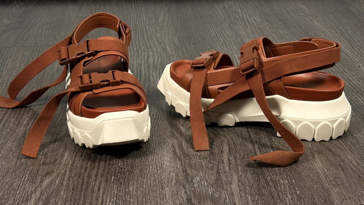 rick owens レディースサンダル 36インチ Rick Owens Chunky Tractor Sandals Brown Leather Women's