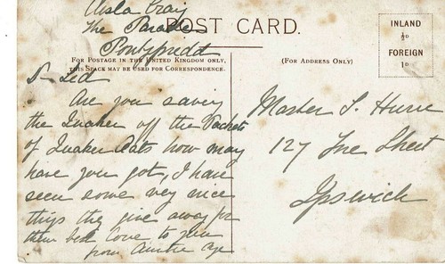 QUAKER ADERTISING POSTCARD THE WAITERS SMILE C1910 - Picture 2 of 2