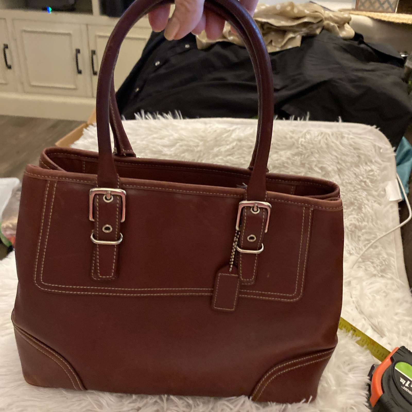 COACH Brown Handbag with Dust Bag in Excellent Condition Serial E30-7555-image