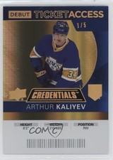 2021-22 Credentials 2020-21 Debut Ticket Access Gold 1/5 Arthur Kaliyev #132 s0w