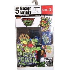 TMNT Teenage Mutant Ninja Turtles Boys Boxer Briefs 5 Pack, Size 4, New