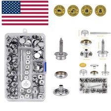 150 PCS Canvas Snap Kit Tool, Metal Screws Snaps Marine Grade 3/8" Socket Sta...