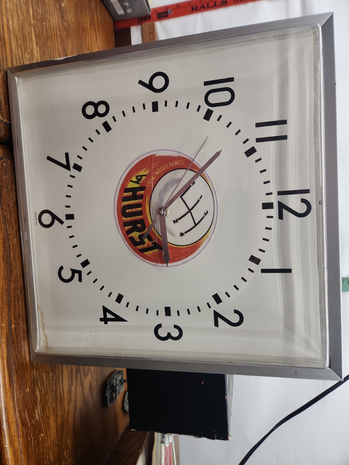 Vintage Large 14" Double Sided Hurst Stewart Warner Wall Shop Clock AWESOME