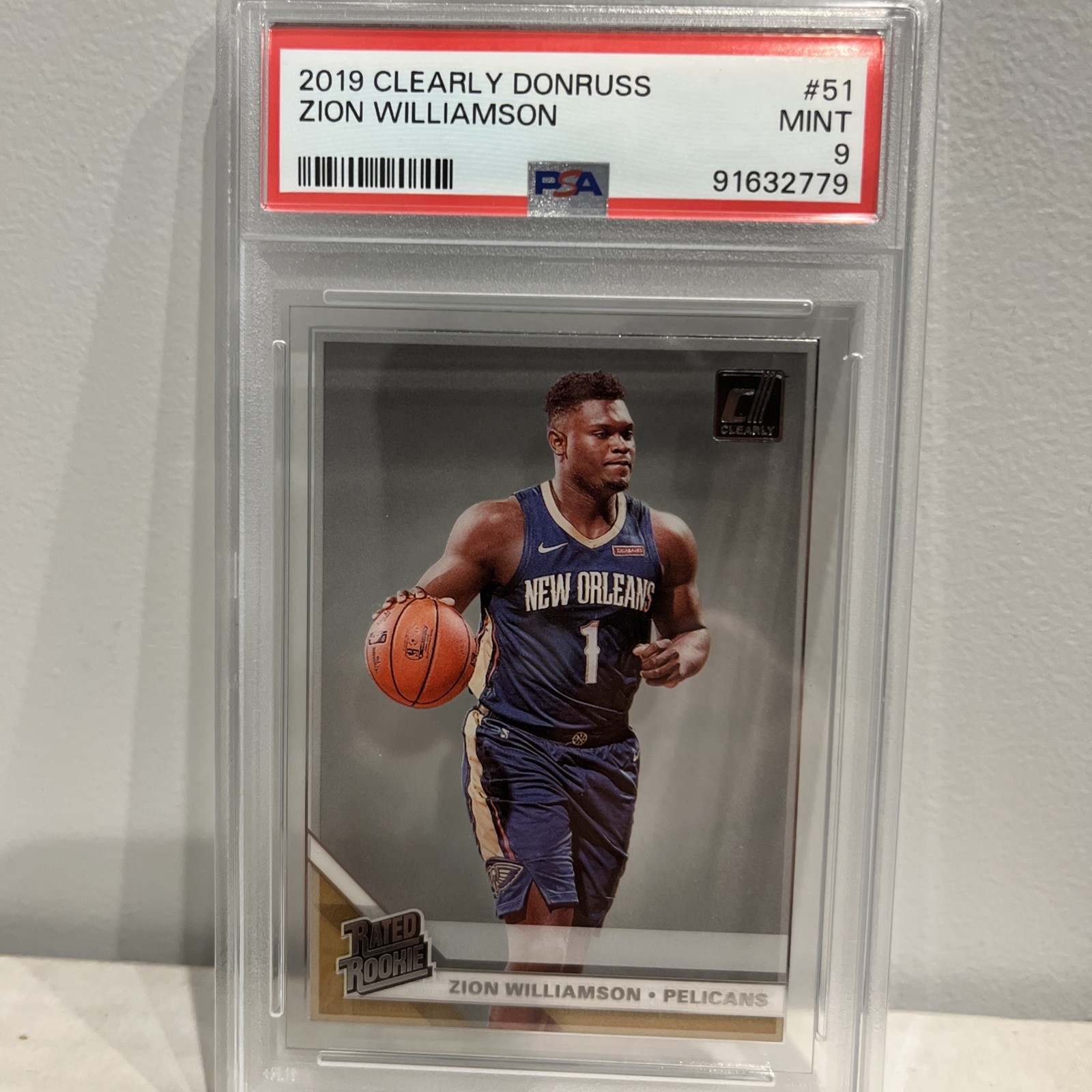 2019-20 Panini Clearly Donruss Rated Rookie Zion Williamson #51 (RC) PSA-9