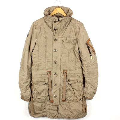 KHUJO Women's Jacket Size XL Cotton Brown Full Zip Buttons Pockets