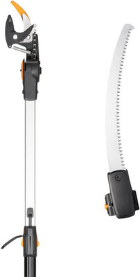 Fiskars Bypass Teleskop-Schneidgiraffe UPX86 2,4-4 m + Adapter-Baumsäge 47 cm