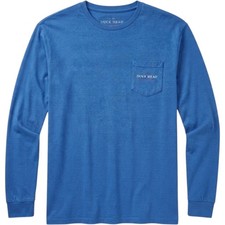 Duck Head Mens XL Long Sleeve Pocket T-Shirt Navy Blue Graphic Logo Made in USA