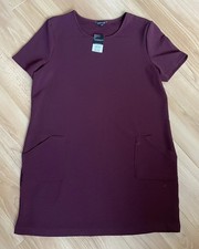Ladies peacocks burgundy knee length tunic dress short sleeve size 20 NWT