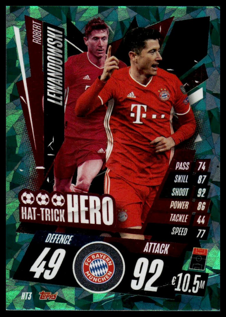 2020-21 Topps Match Attax UEFA Robert Lewandowski #HT3 Hat-Trick Hero - poor