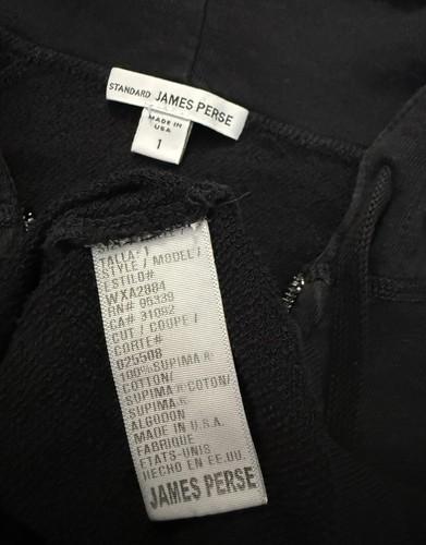 $225 JAMES PERSE Vintage French Terry Zip Up Hoodie Women 1/S Style WXA2884 EUC - Picture 11 of 14