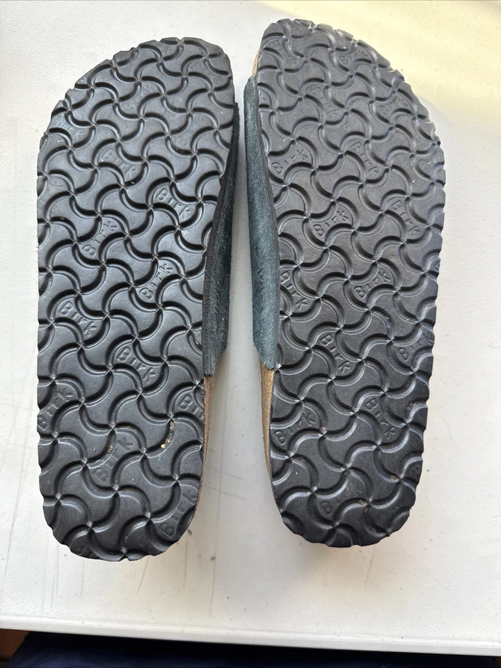 Sandalias Betula Birkenstock Doble Correa Gamuza Cuero Corcho Cama Azul Talla 42/11 Foto 4 de 4