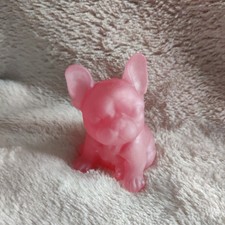 Homemade Resin French Bulldog Frenchie Dog In baby pink Colour, Ornament statue 