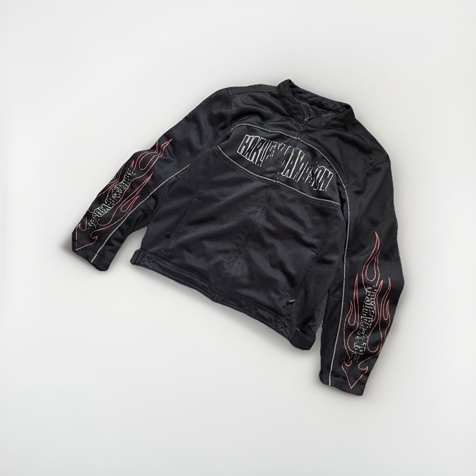 harley-davidson men’s mesh riding jacket black flame graphic xl