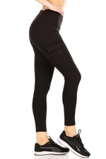 Solid High Waist Tummy Control Sport Leggings with Cargo Pocket