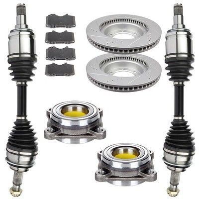 Front CV Axle+Brake Pads&Rotors+Wheel Bearing Hub For Toyota 4Runner 4.0L 10-16