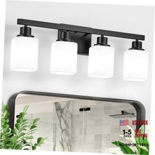 Bathroom Vanity Light, Modern Matte Bathroom Light Fixtures with 4-Light Black