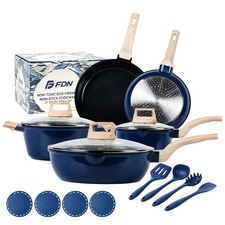 16Pcs Titanium Pots and Pans Set,Toxic-Free Cookware Set, Dishwasher & Oven S...