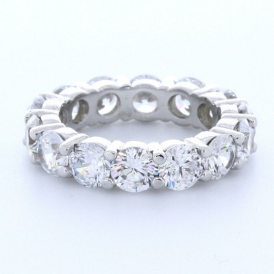 5ct tw G VS2 Round Earth Mined Certified Diamonds 18K Gold Classic Eternity Ring