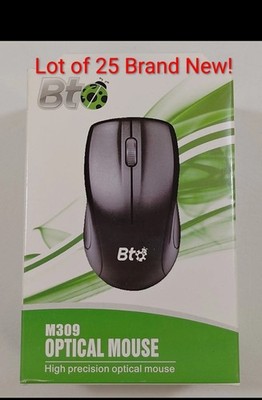 Lot Of 25 High Precision Optical Mouse BT M309 Wired 3 Button Ergonomic 1000dpi